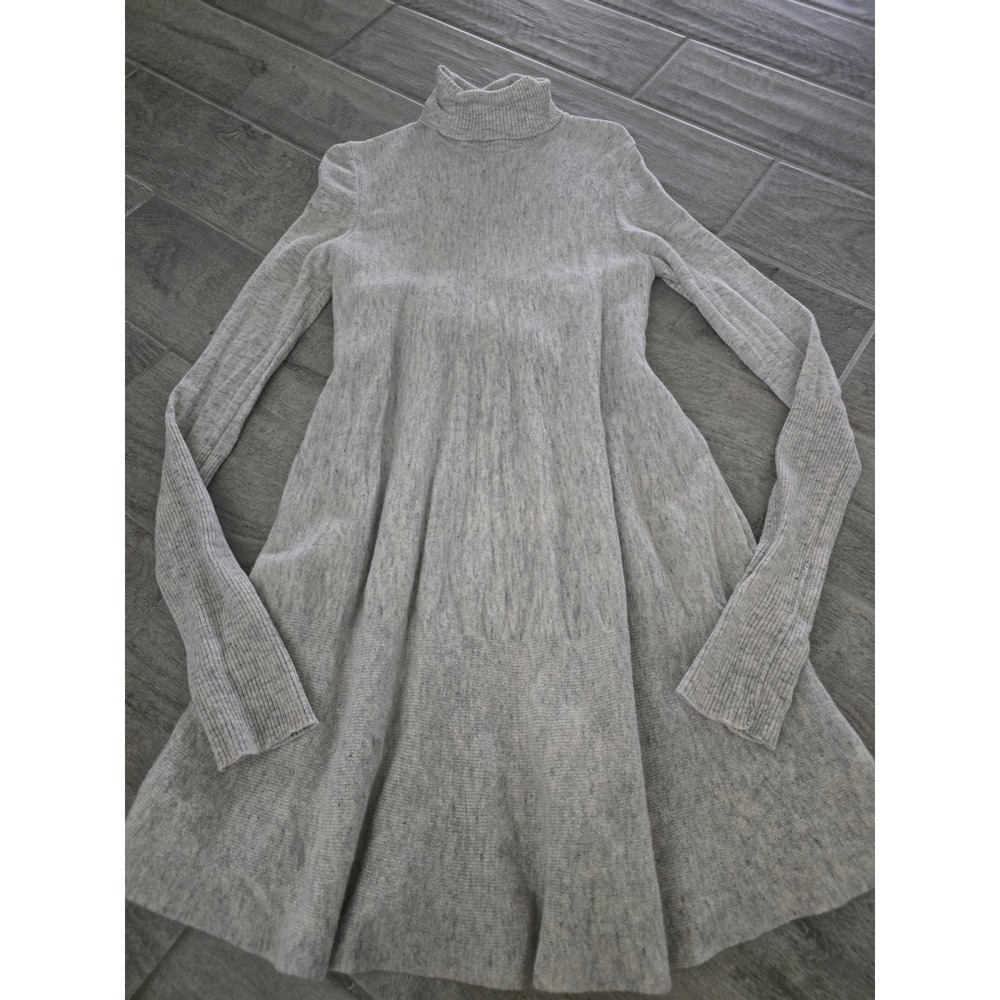 COS Womens 100% Wool Turtleneck Fit & Flare Sweater Dress Gray XS